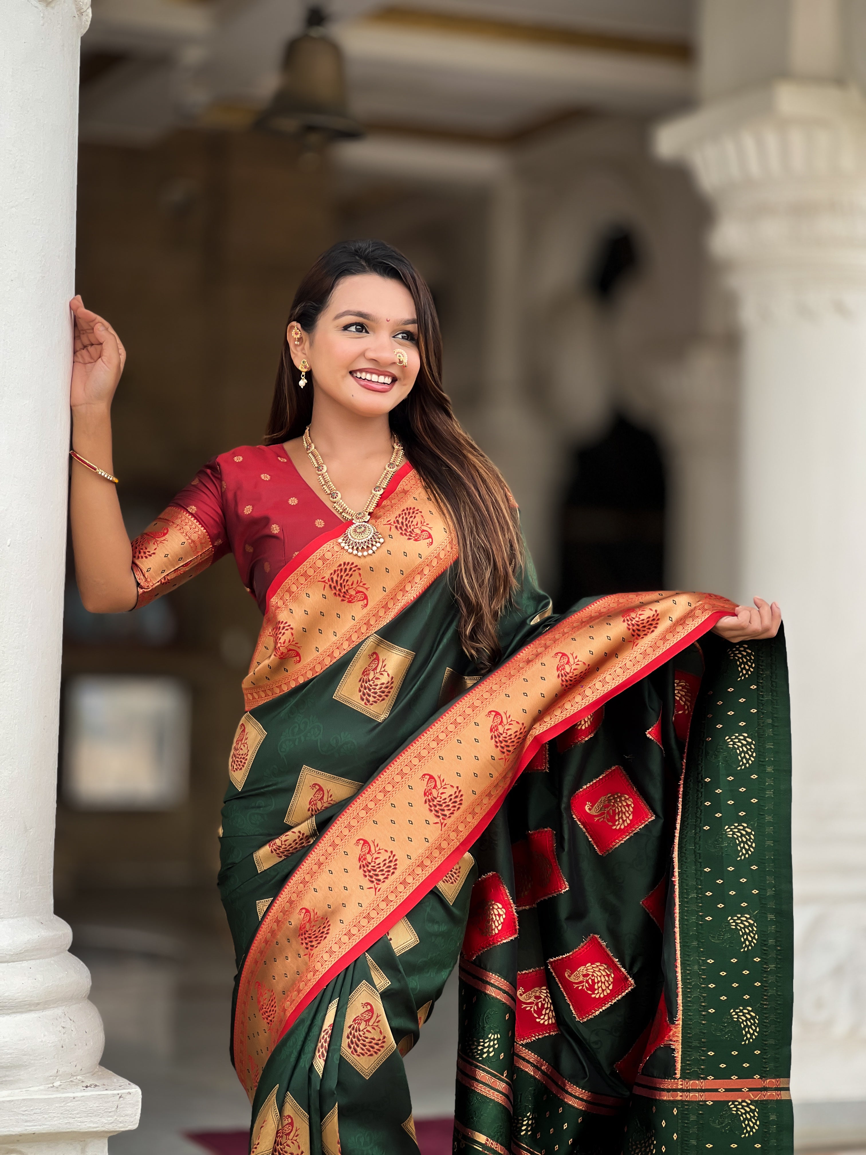 Soft Banarasi Silk Saree with Zari Weaving & Contrast Rich Pallu – Elegant Festive Wear