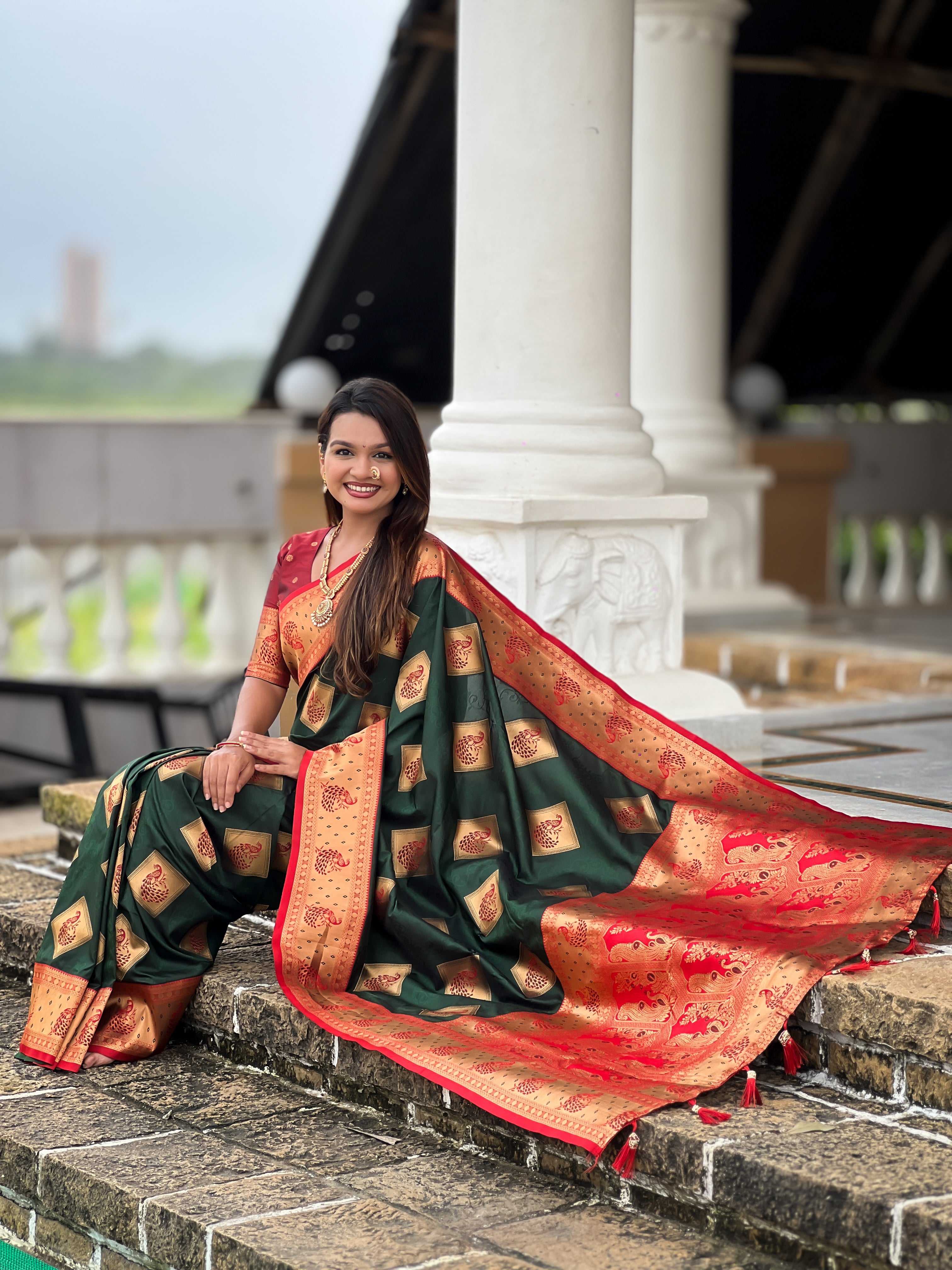Soft Banarasi Silk Saree with Zari Weaving & Contrast Rich Pallu – Elegant Festive Wear