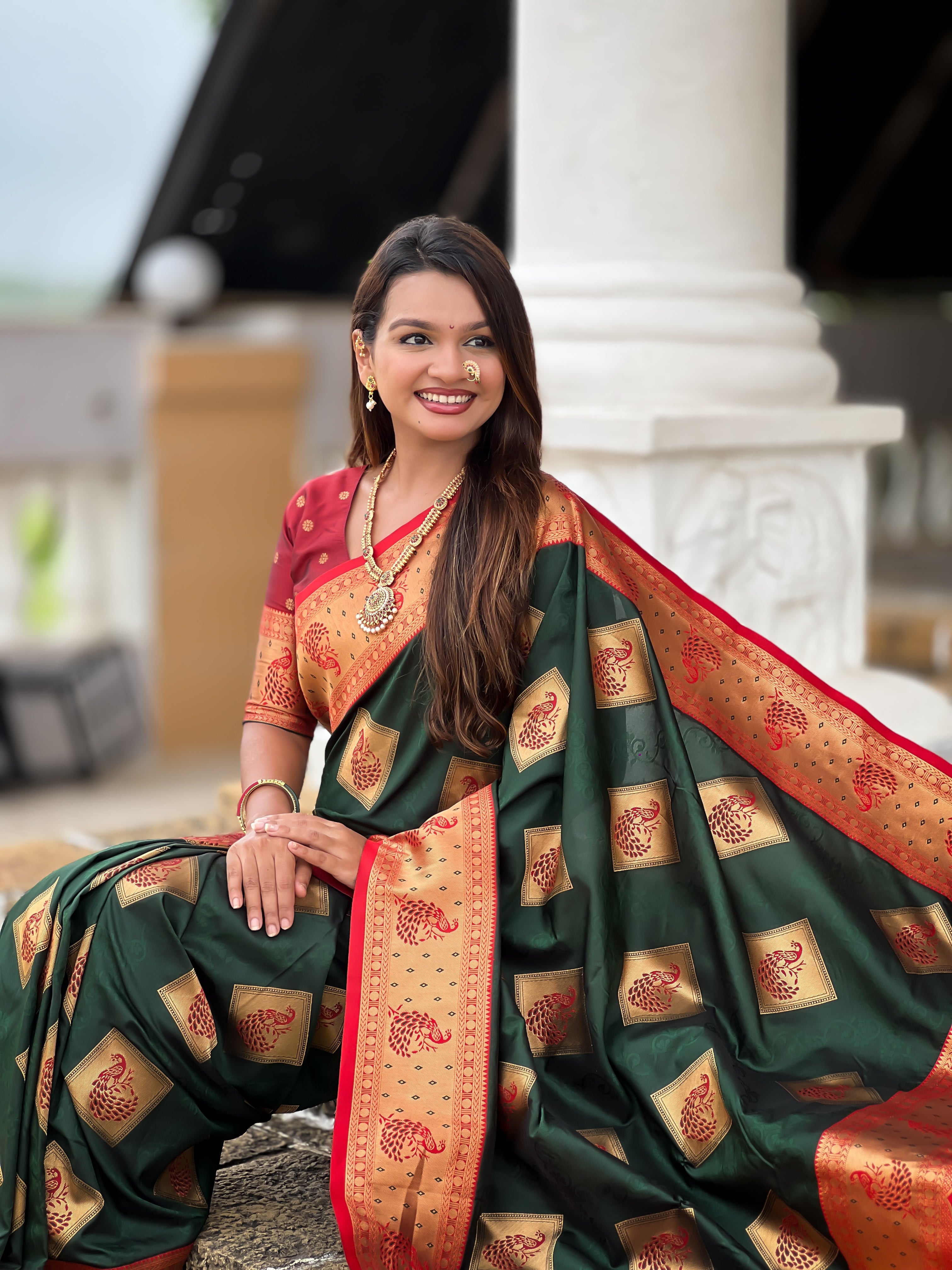 Soft Banarasi Silk Saree with Zari Weaving & Contrast Rich Pallu – Elegant Festive Wear