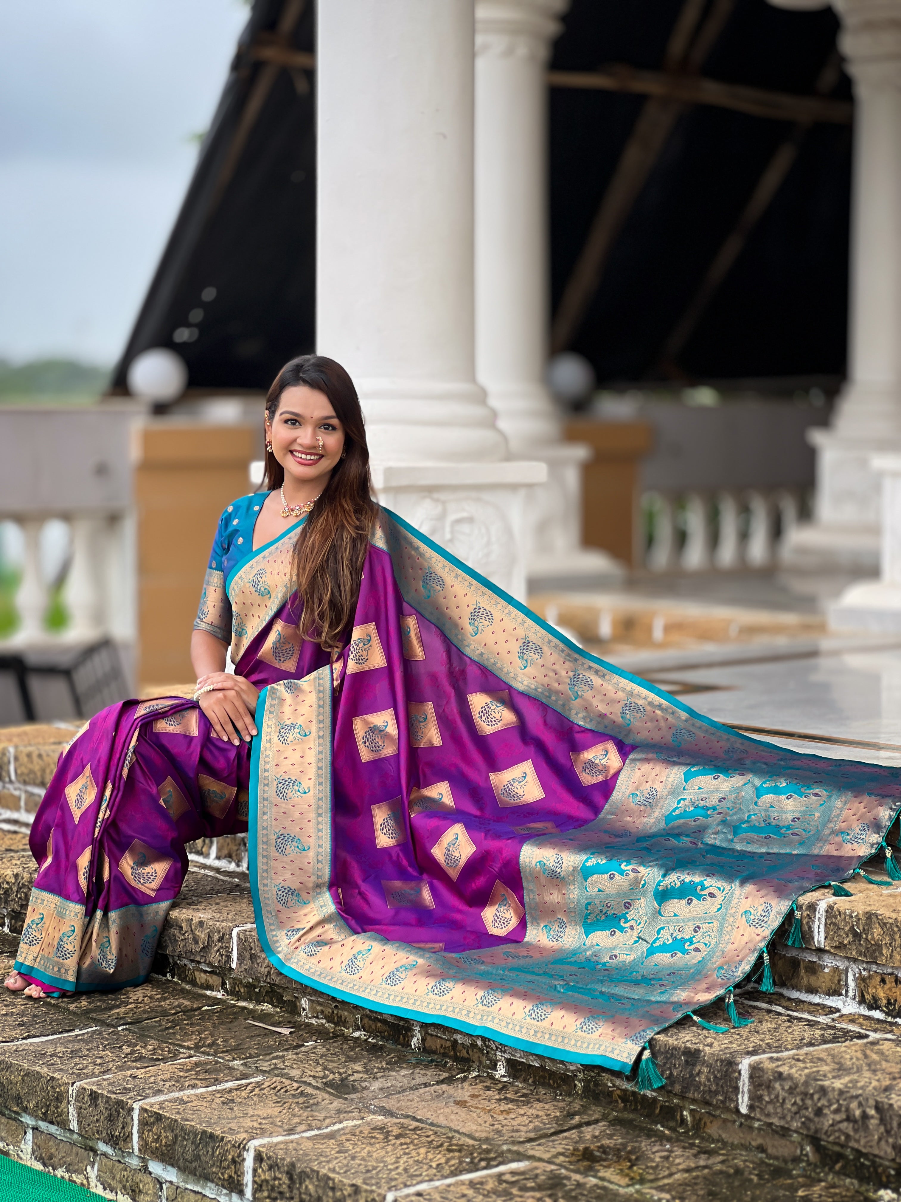 Soft Banarasi Silk Saree with Zari Weaving & Contrast Rich Pallu – Elegant Festive Wear