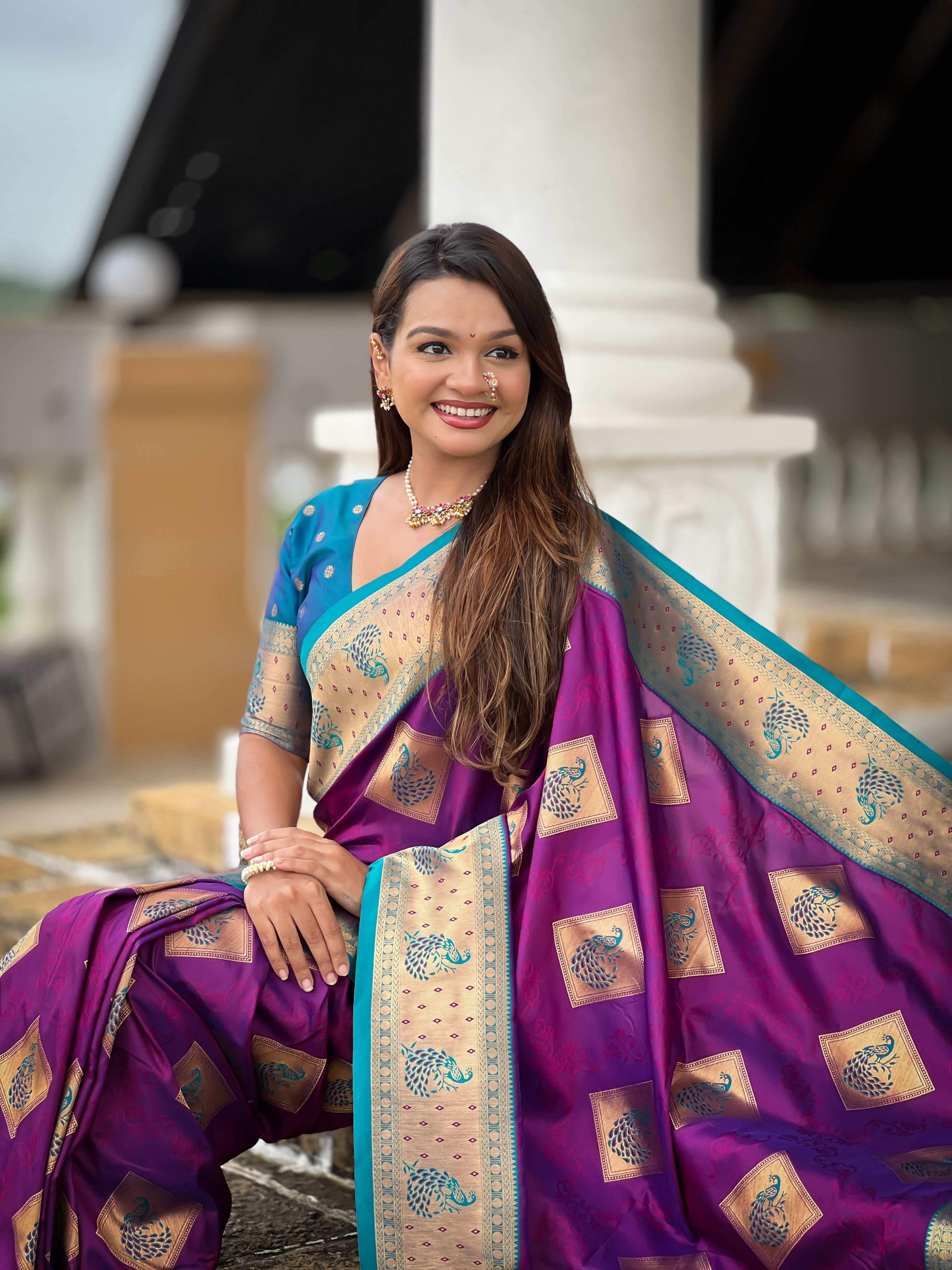 Soft Banarasi Silk Saree with Zari Weaving & Contrast Rich Pallu – Elegant Festive Wear