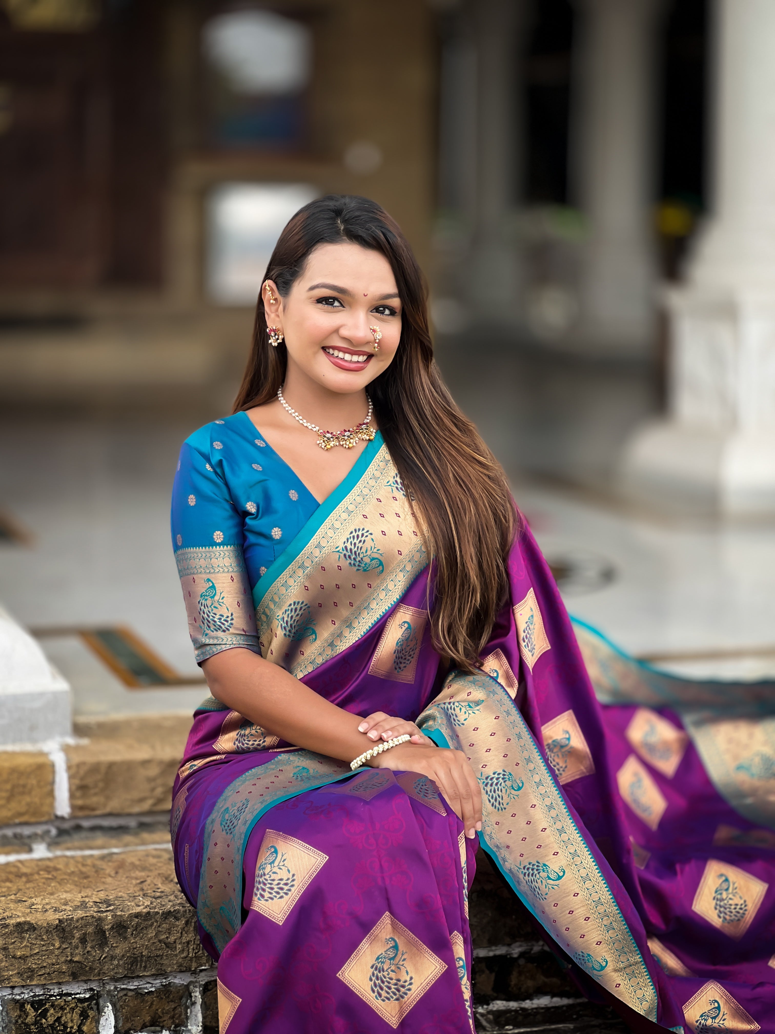 Soft Banarasi Silk Saree with Zari Weaving & Contrast Rich Pallu – Elegant Festive Wear