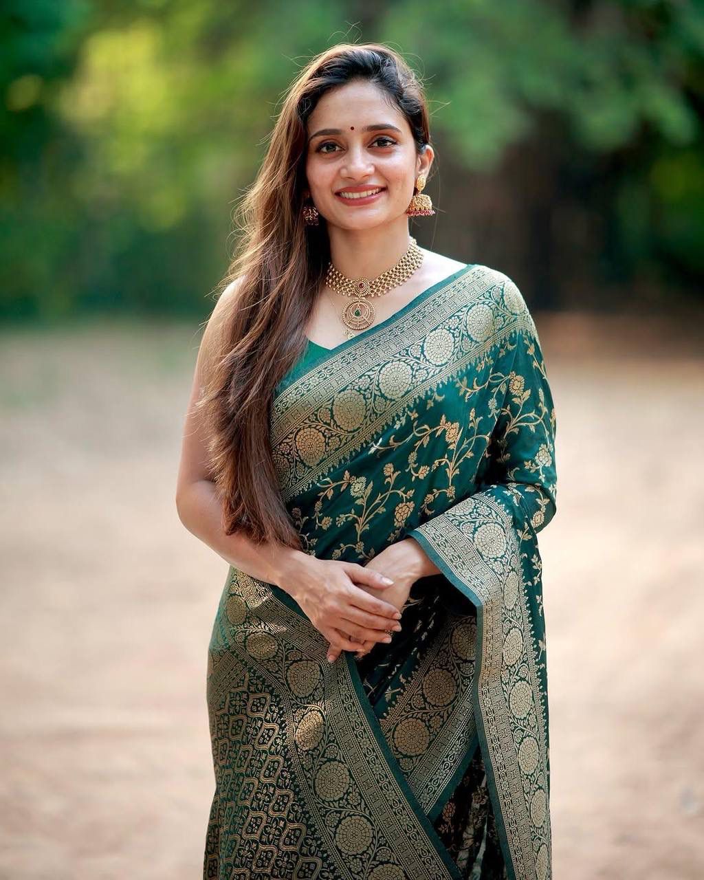 Organic Banarasi Lichi Silk Saree with Blouse Piece – Wedding & Festive Wear