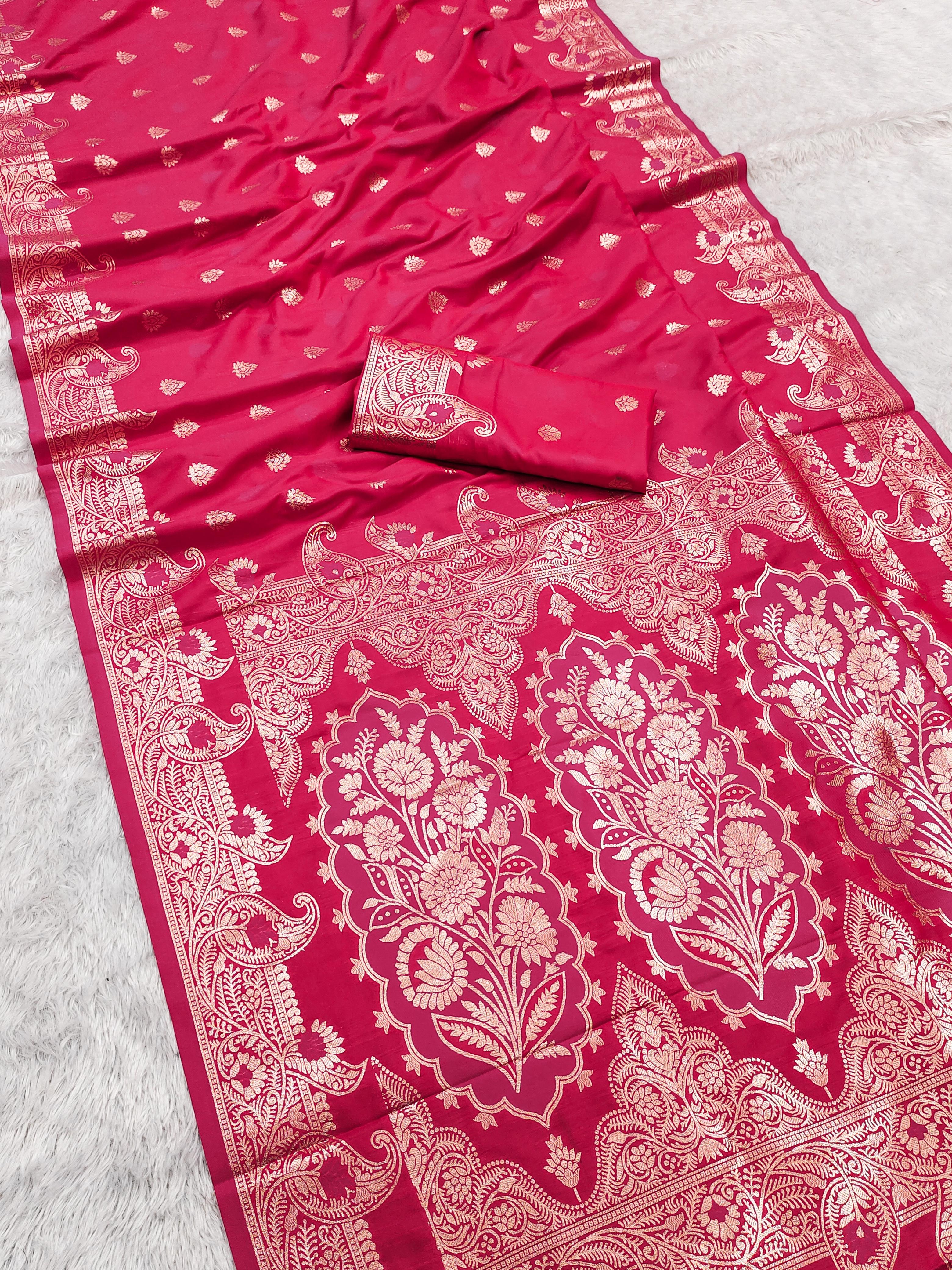 Soft Banarasi silk saree with delicate zari weaving