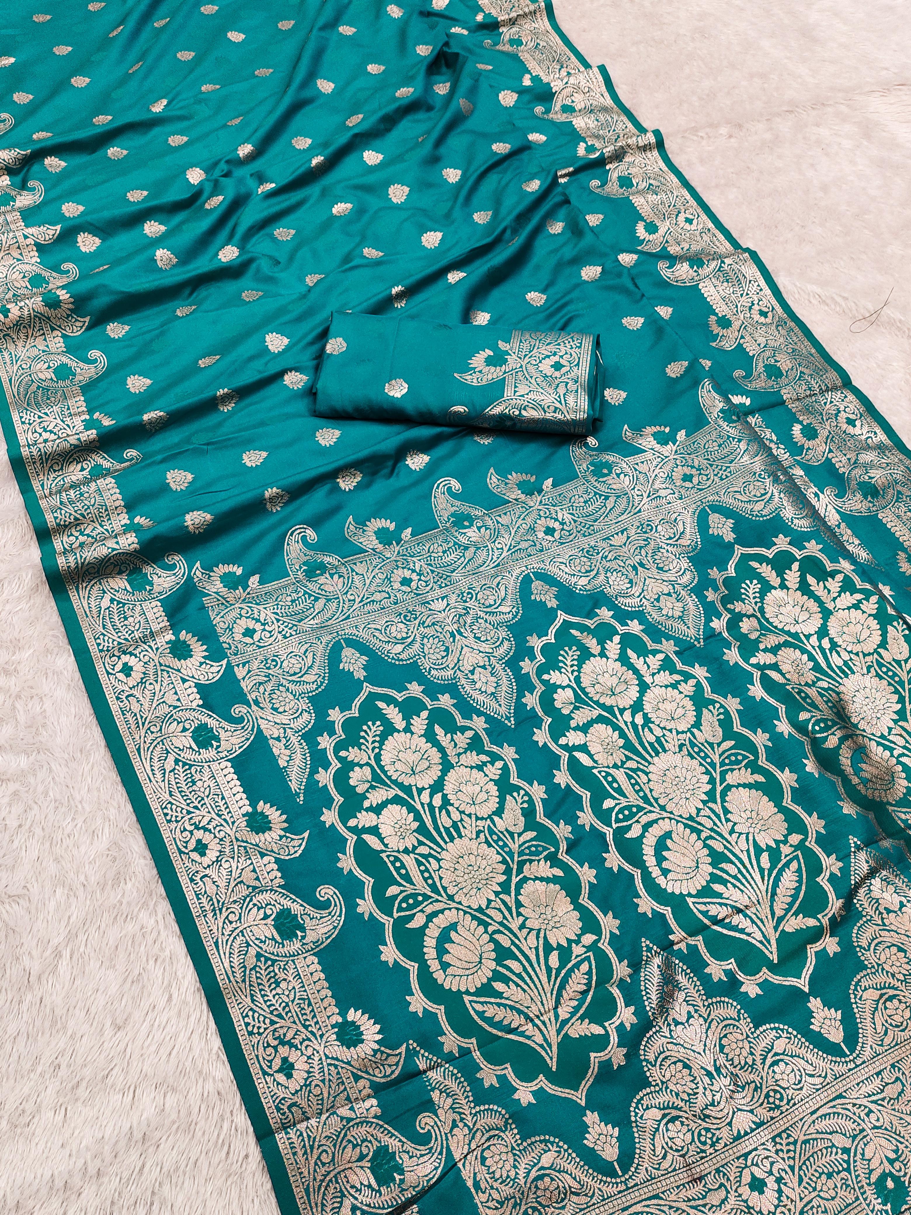 Soft Banarasi silk saree with delicate zari weaving