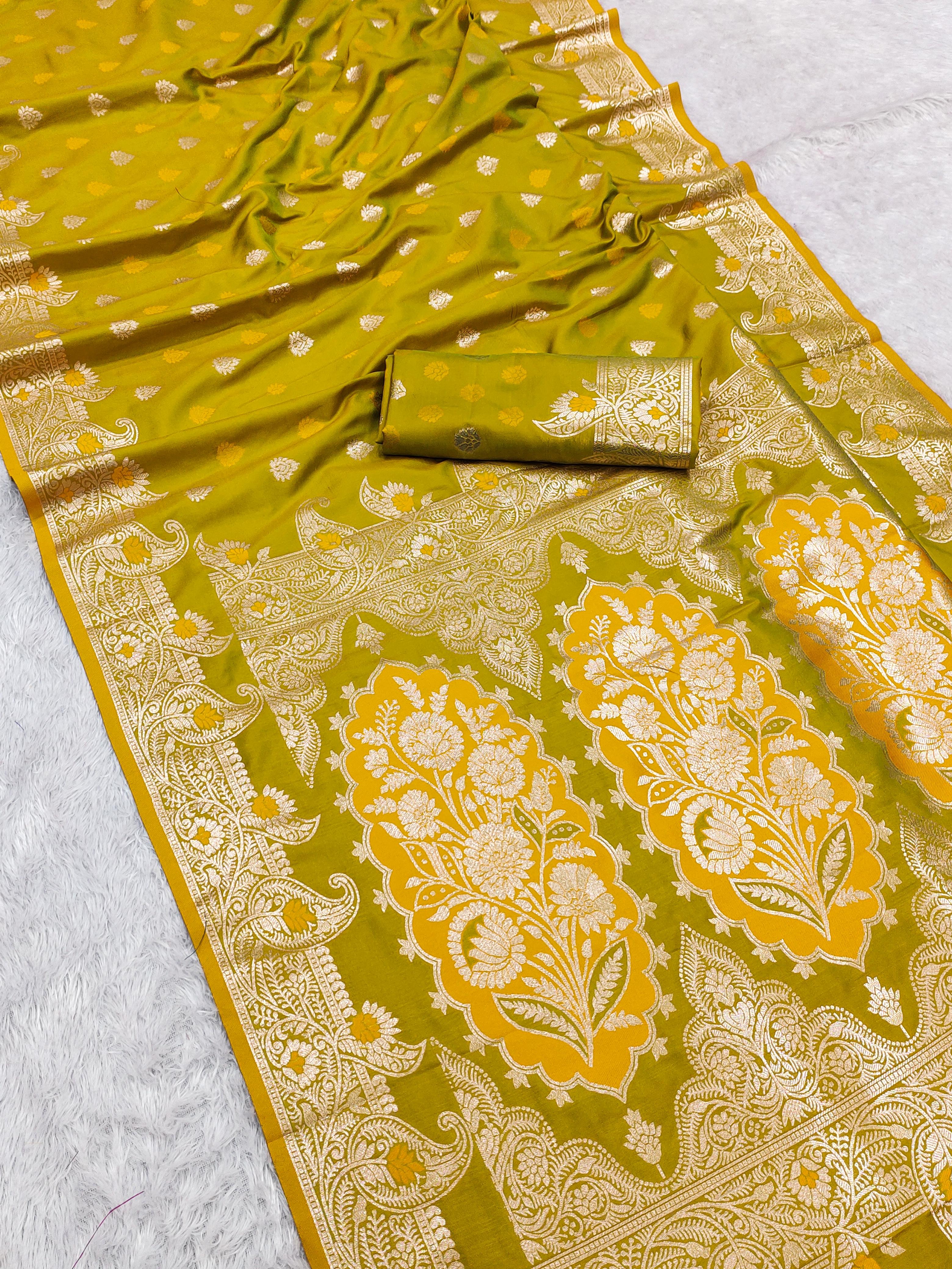 Soft Banarasi silk saree with delicate zari weaving