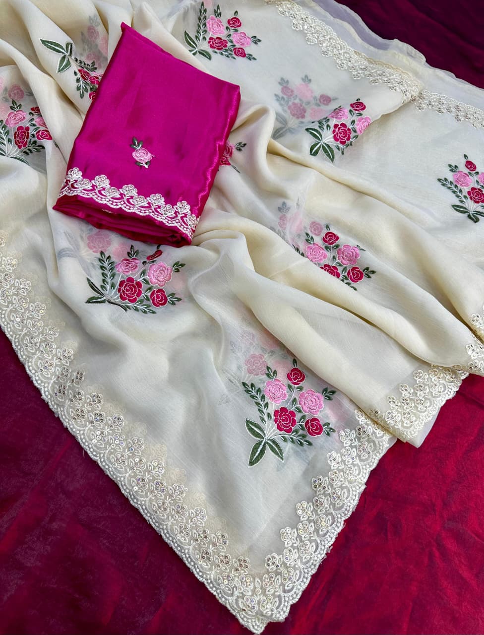 ✨ New Fancy Designer Saree – Elegant Thread & Sequence Work ✨