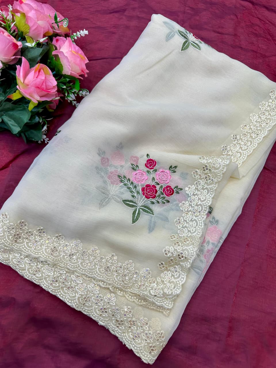 ✨ New Fancy Designer Saree – Elegant Thread & Sequence Work ✨