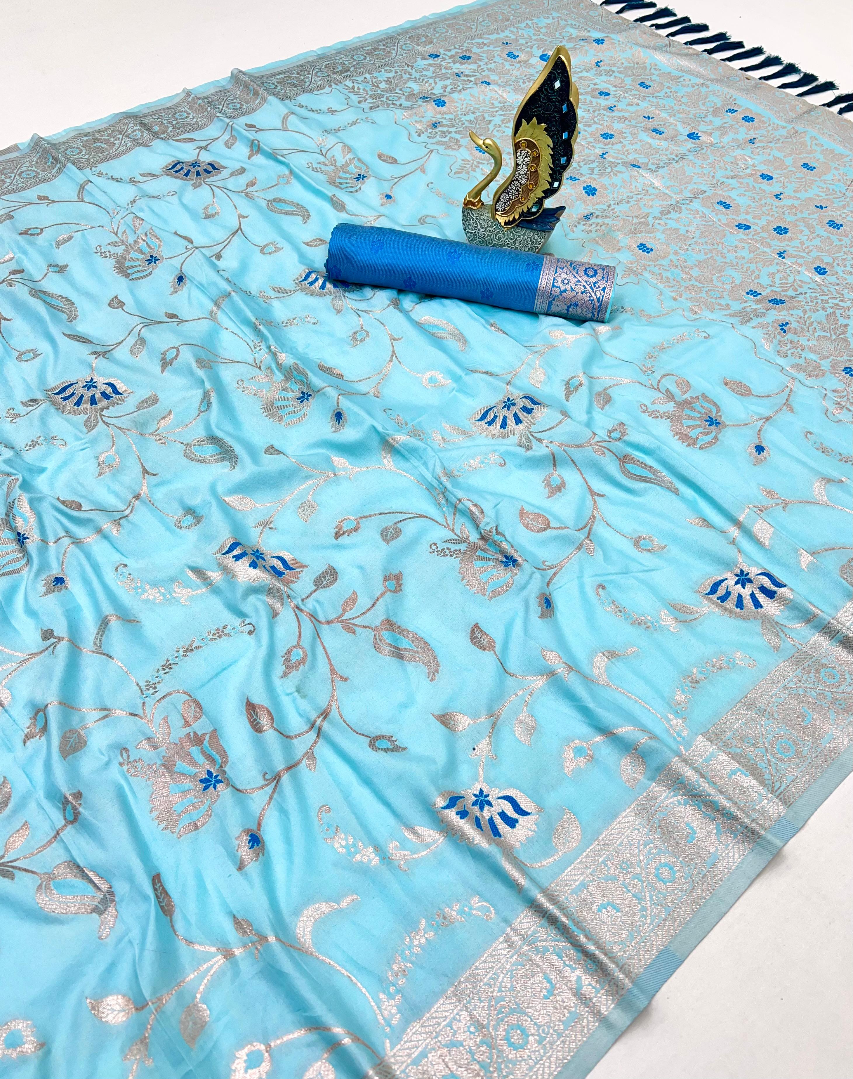 ✨ Soft Silk Cotton Saree with Banarasi Zari & Meenakari Work ✨