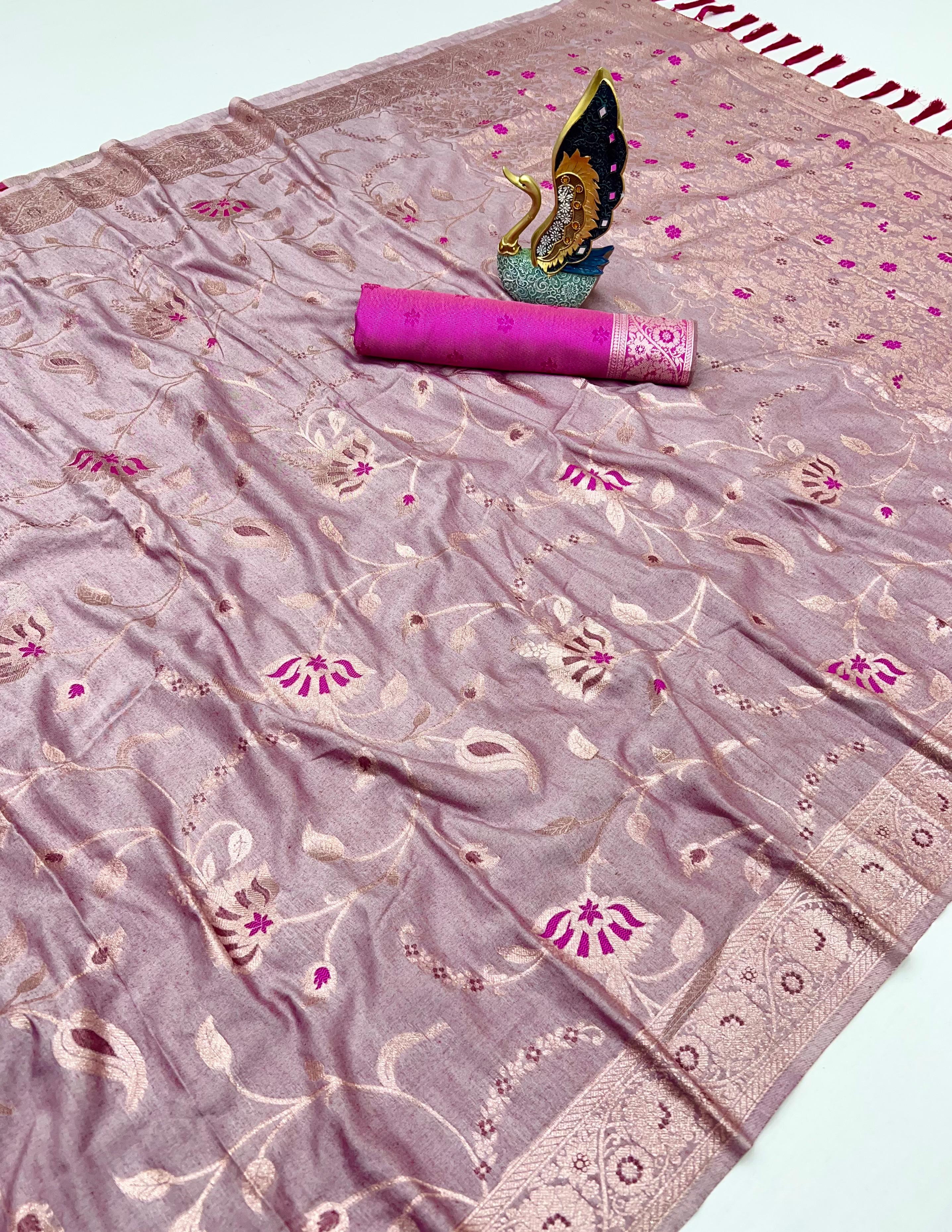 ✨ Soft Silk Cotton Saree with Banarasi Zari & Meenakari Work ✨