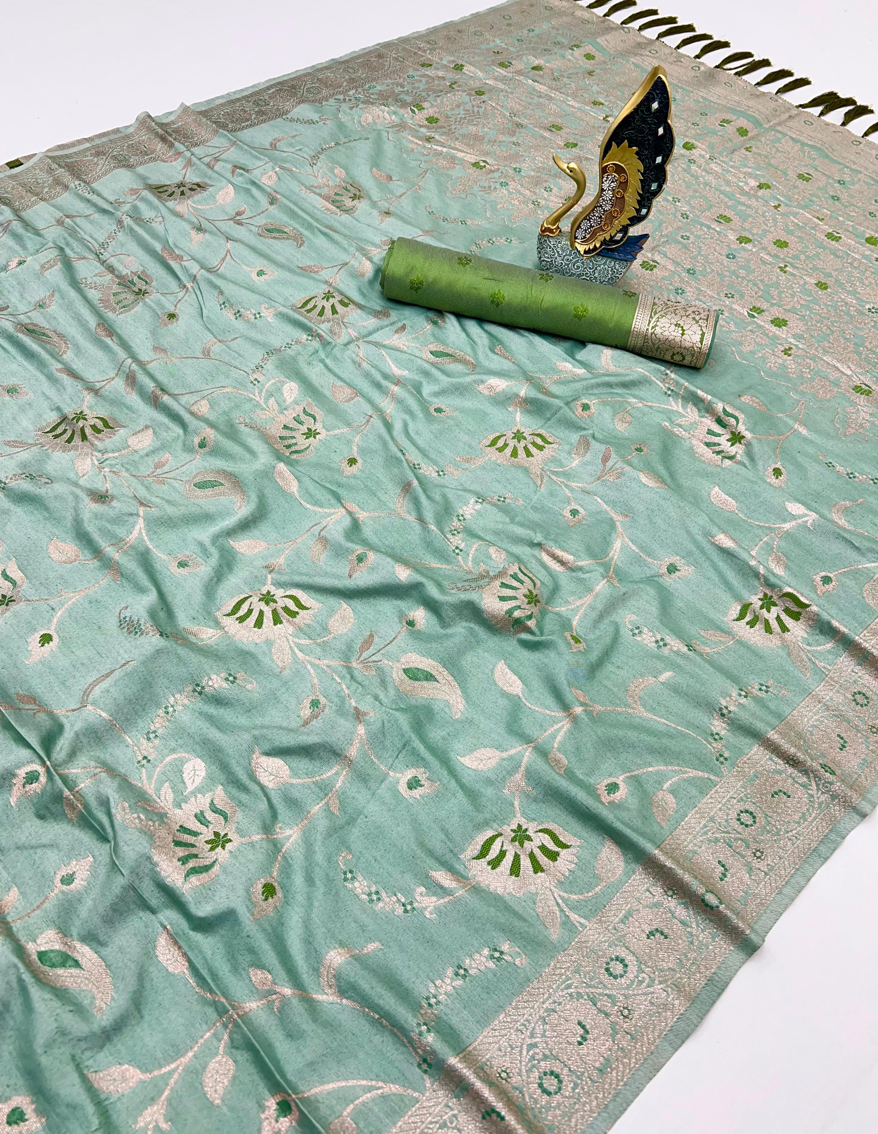 ✨ Soft Silk Cotton Saree with Banarasi Zari & Meenakari Work ✨