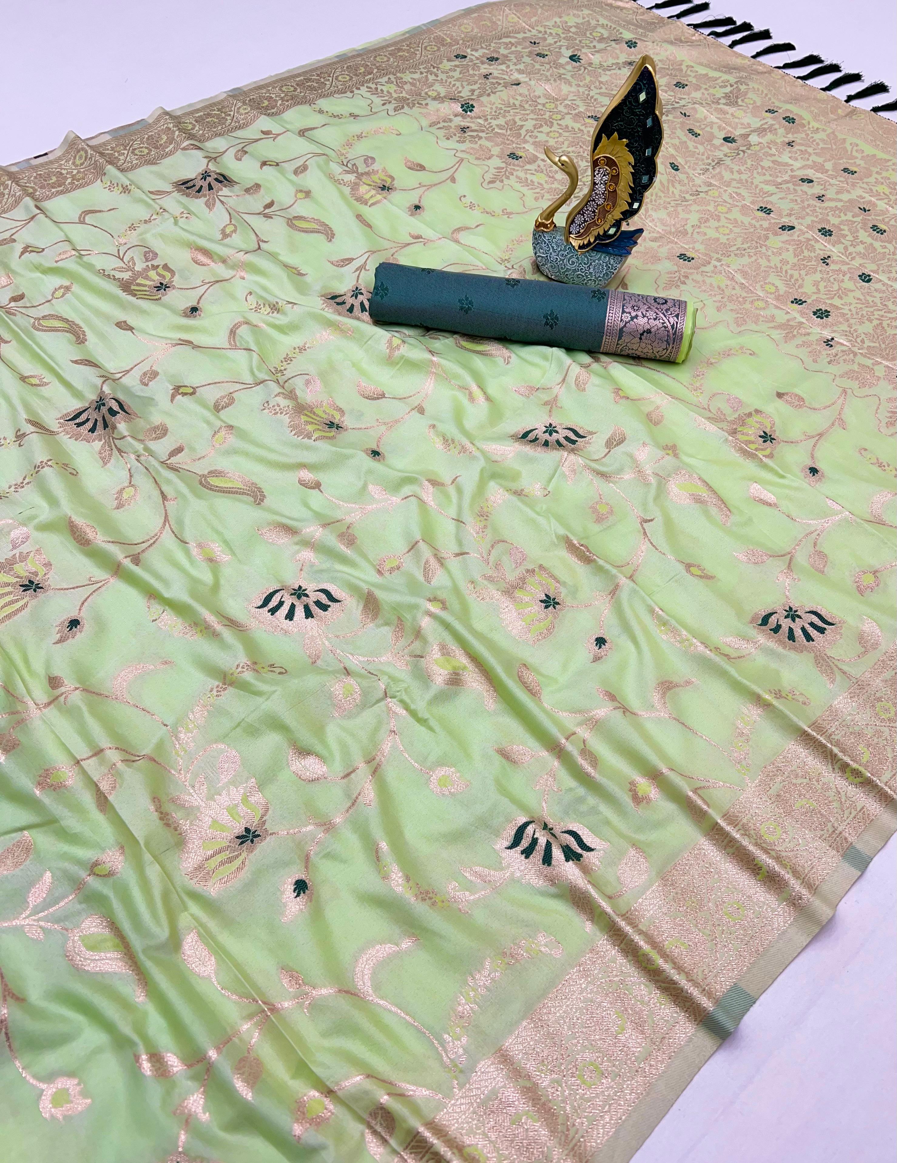 ✨ Soft Silk Cotton Saree with Banarasi Zari & Meenakari Work ✨