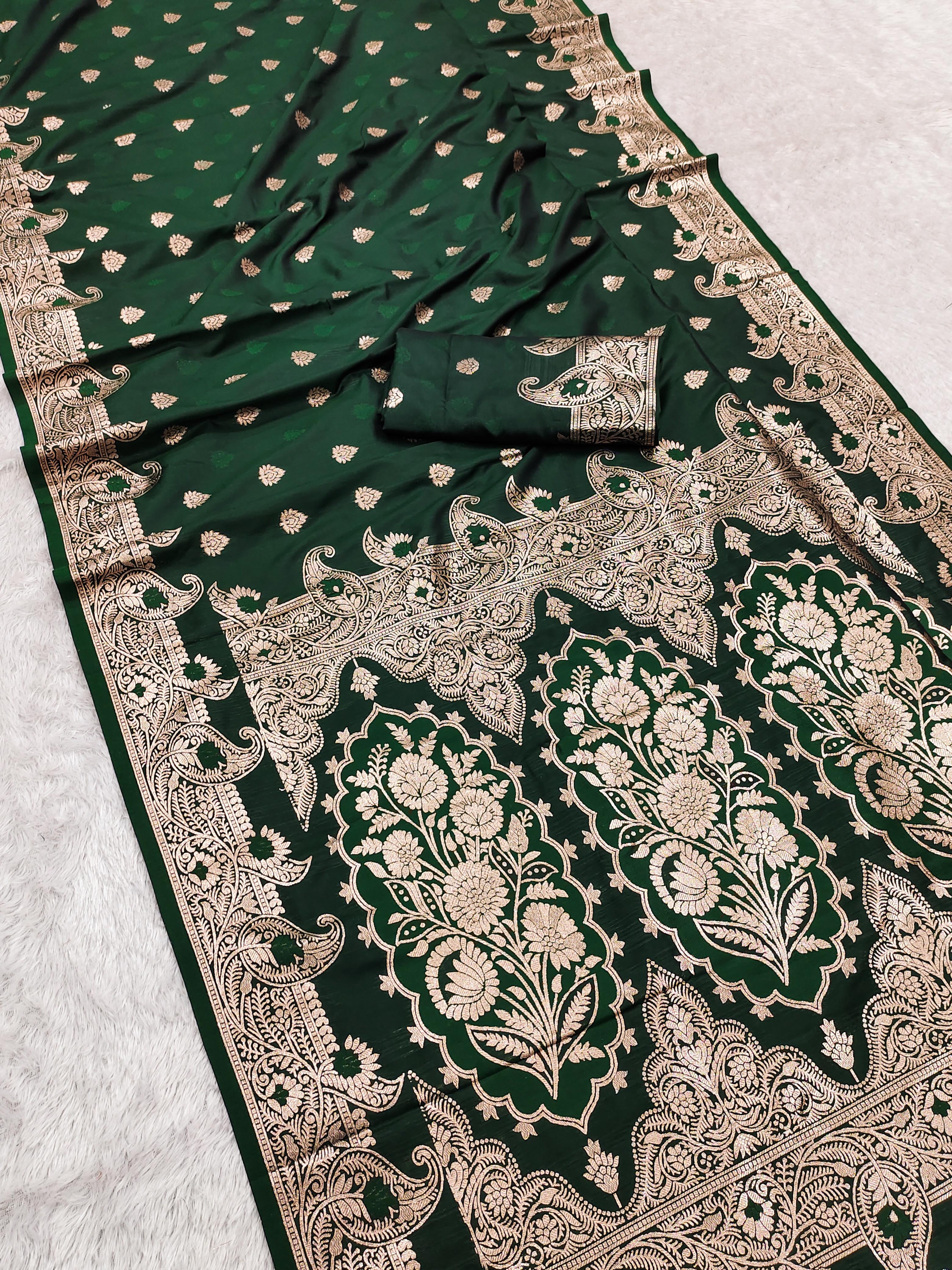 Soft Banarasi silk saree with delicate zari weaving