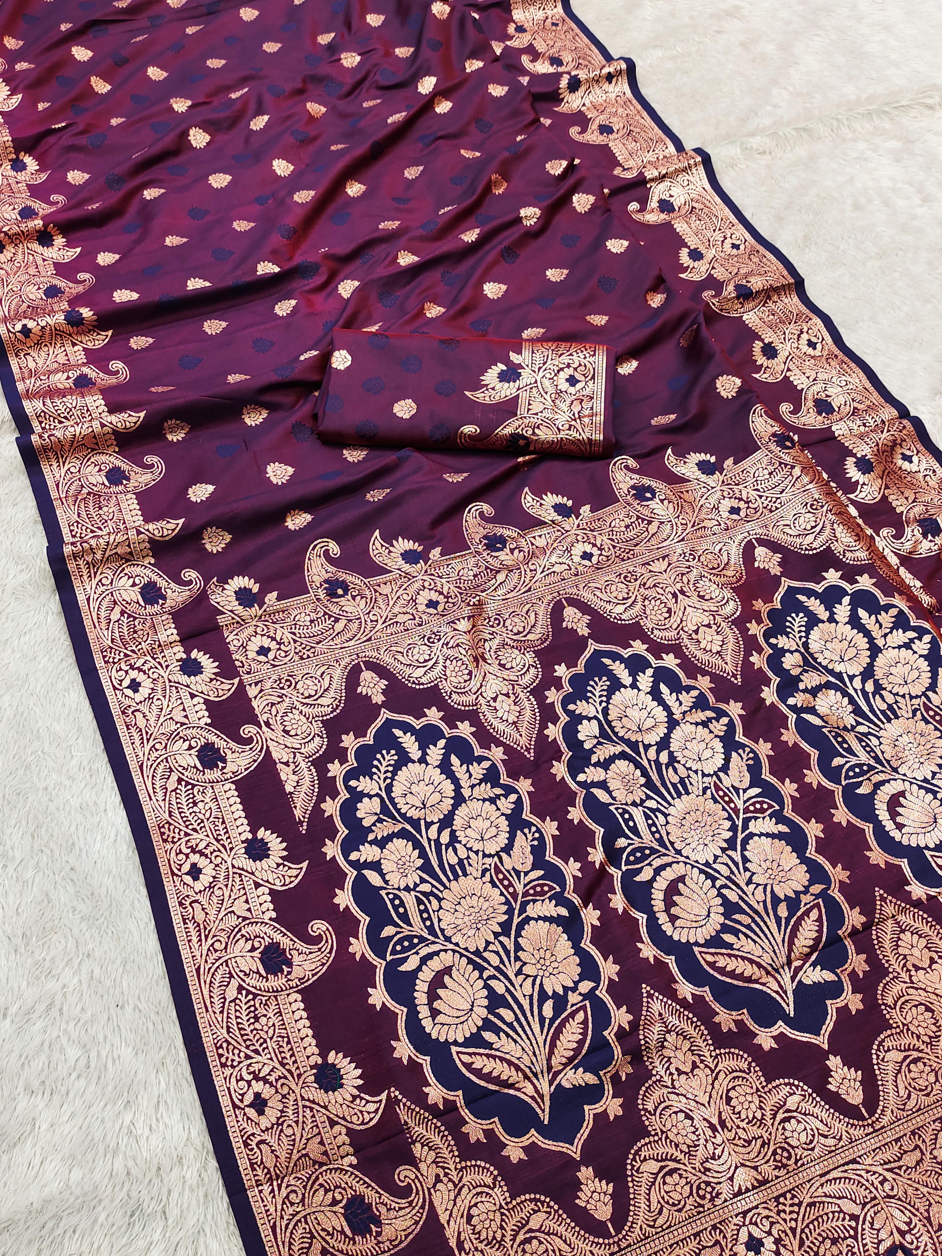 Soft Banarasi silk saree with delicate zari weaving