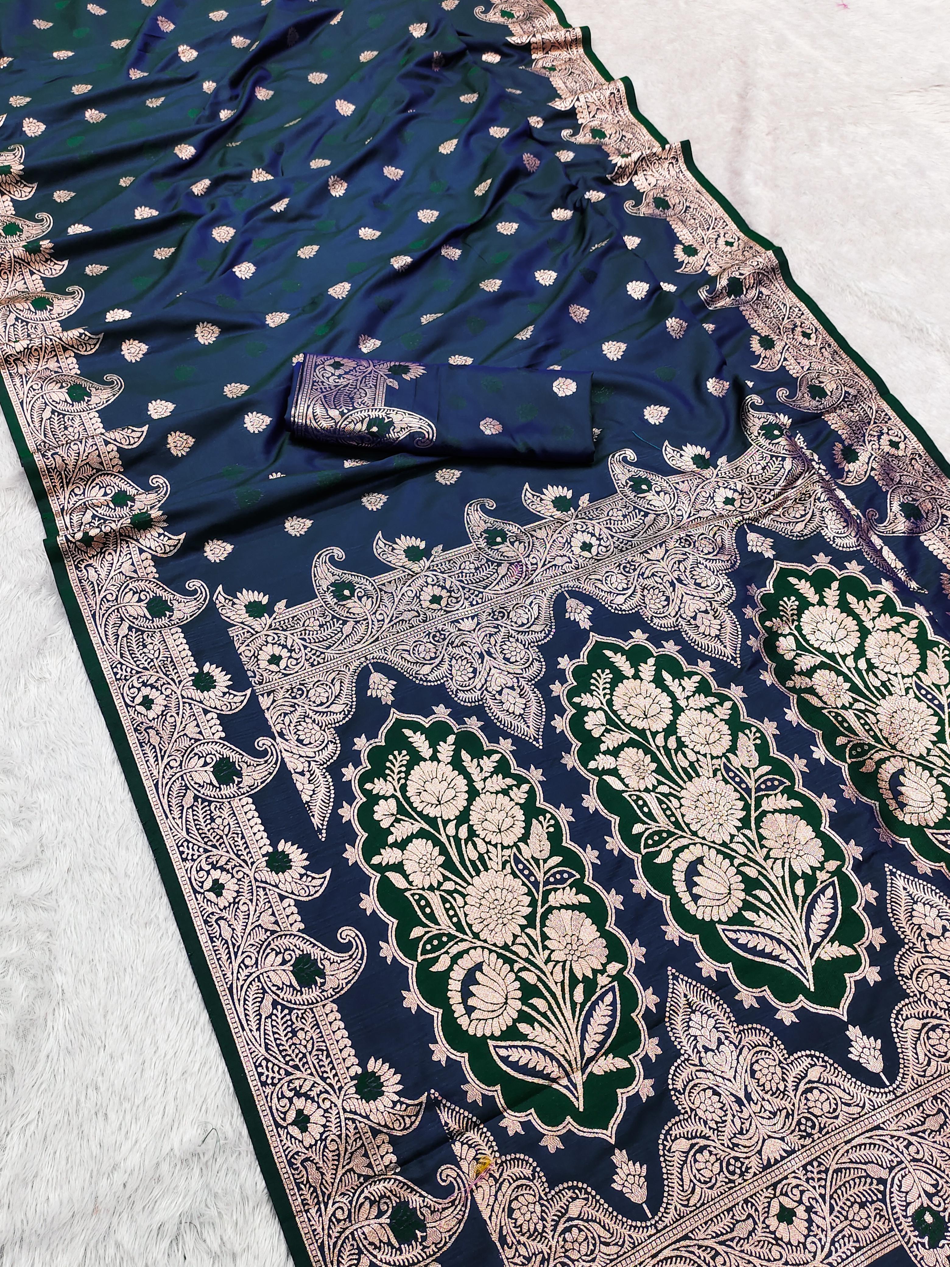 Soft Banarasi silk saree with delicate zari weaving