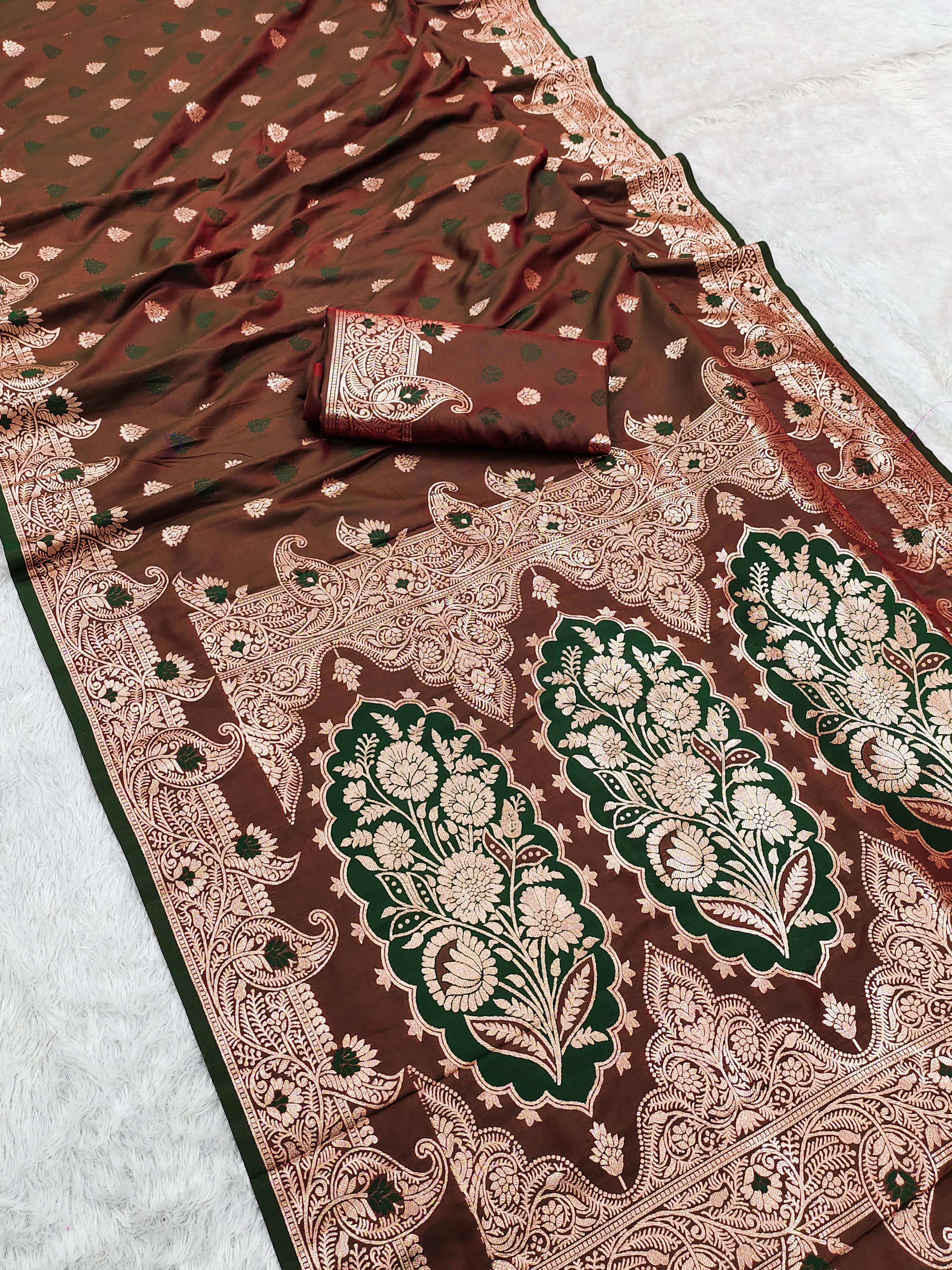 Soft Banarasi silk saree with delicate zari weaving