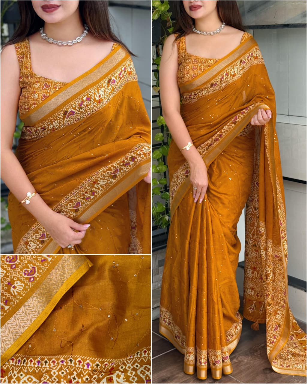 ✨ Designer Neno Banana Ajrakh Printed Saree – Effortless Elegance with Vibrant Charm ✨