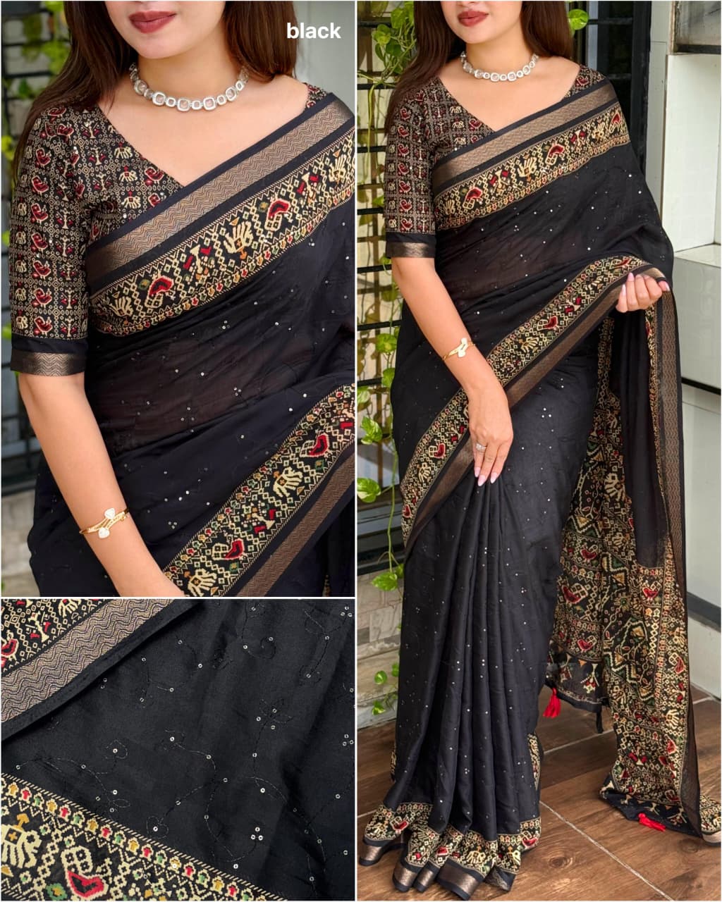 ✨ Designer Neno Banana Ajrakh Printed Saree – Effortless Elegance with Vibrant Charm ✨