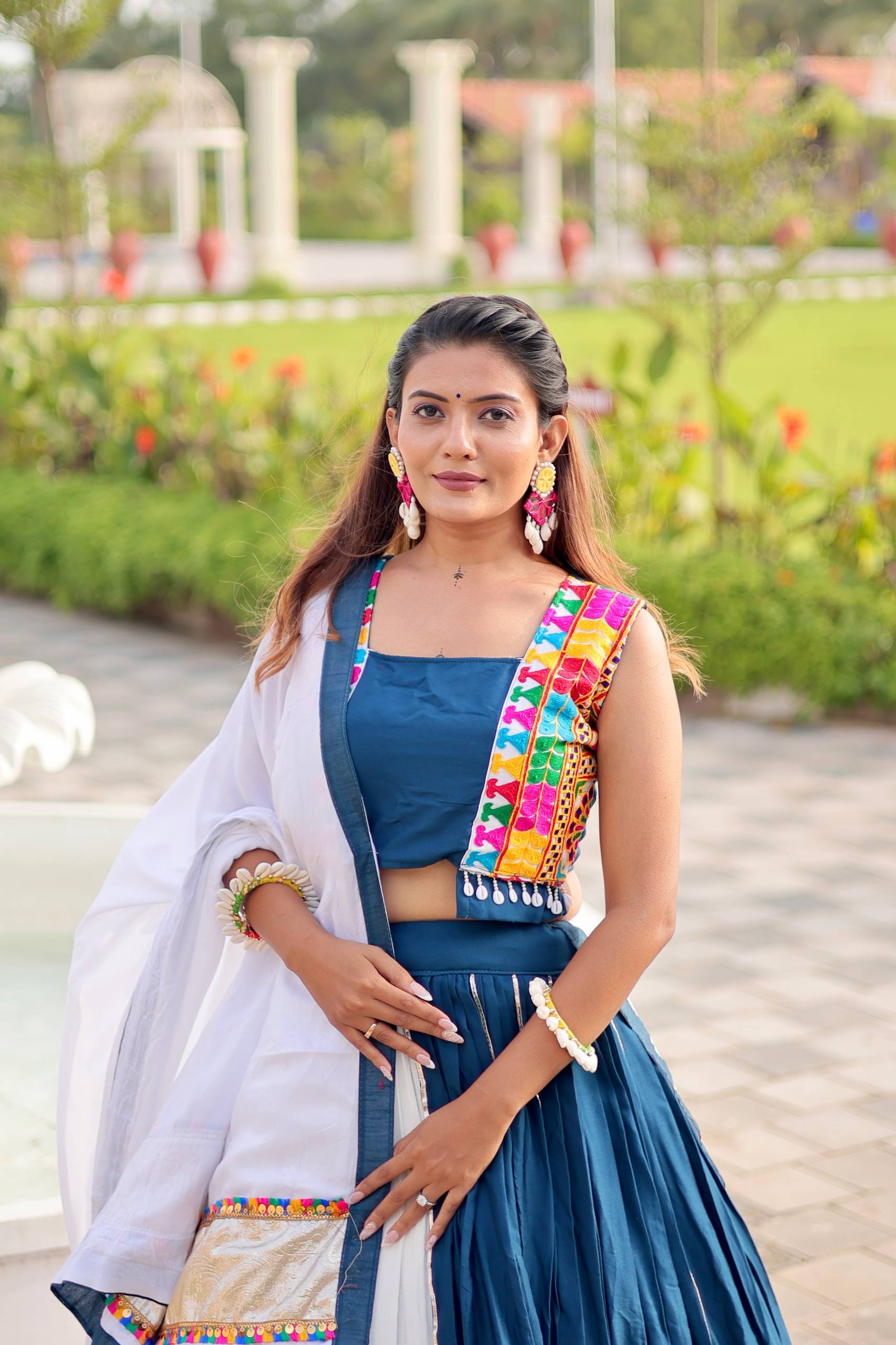 Pure Cotton Navratri Lehenga Choli Set with Heavy Gamathi Work & 6-Meter Flair