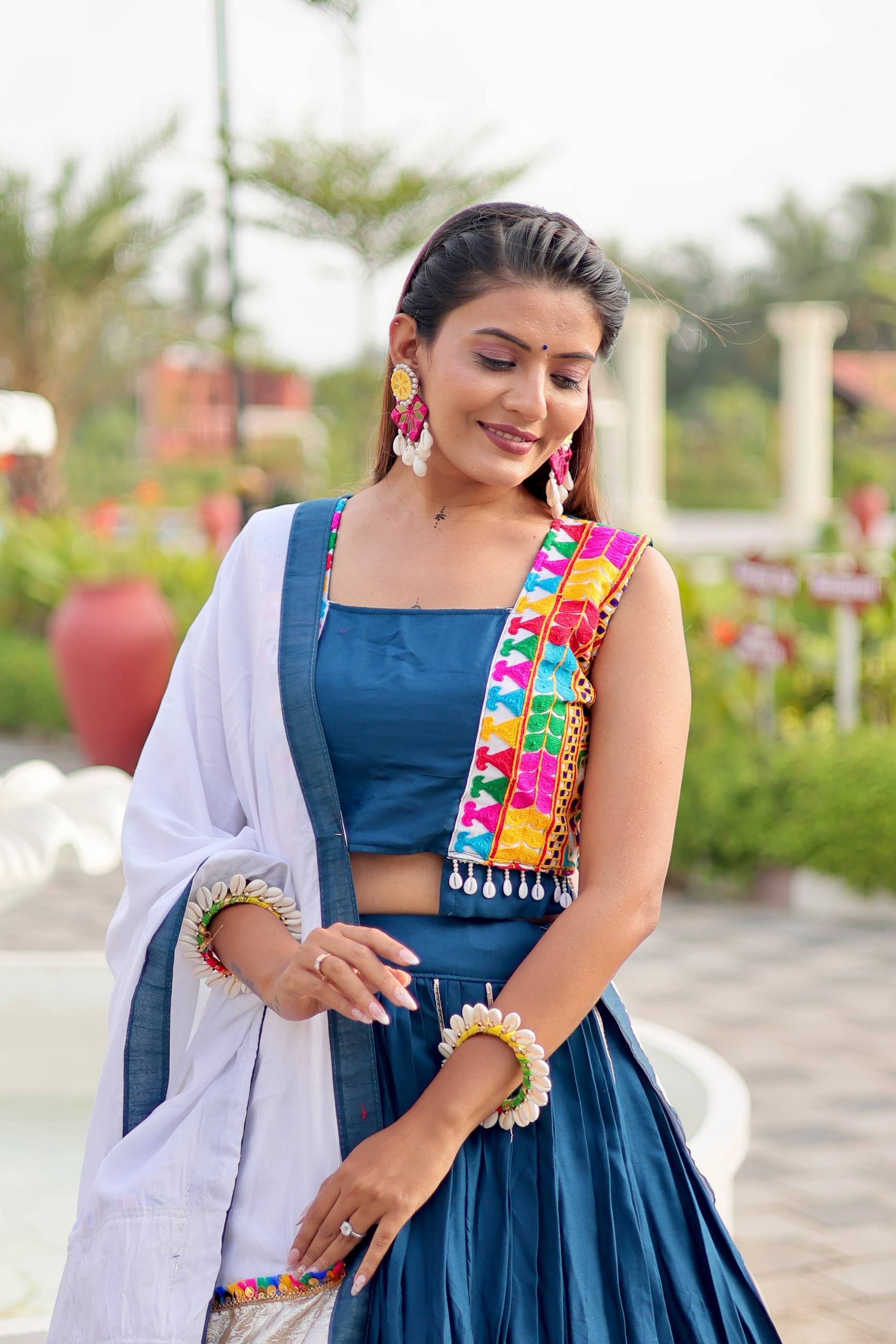 Pure Cotton Navratri Lehenga Choli Set with Heavy Gamathi Work & 6-Meter Flair