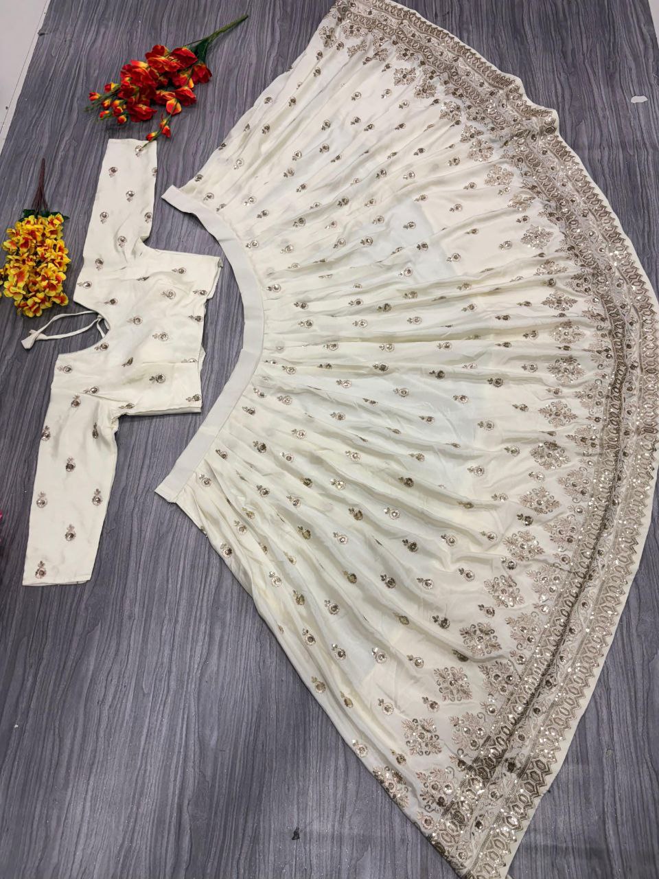 ✨ Premium Chinon Silk & Velvet Bridal Lehenga Set ✨