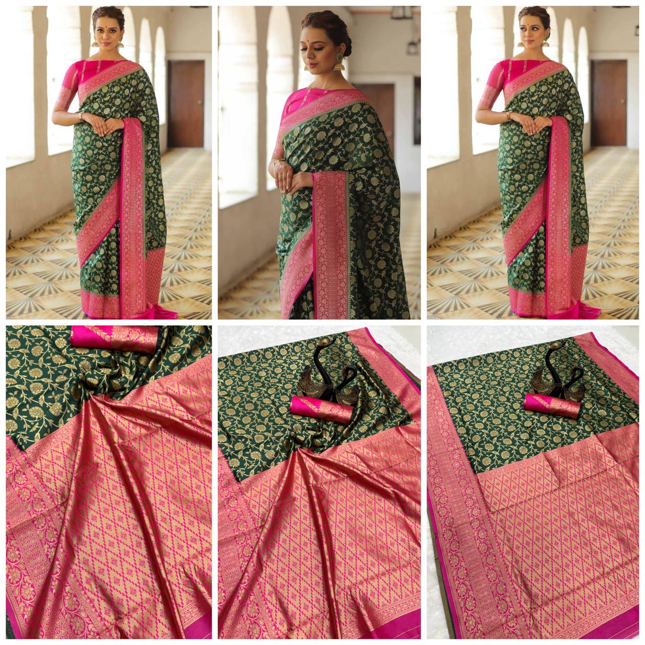 Organic Banarasi Lichi Silk Saree with Blouse Piece – Wedding & Festive Wear