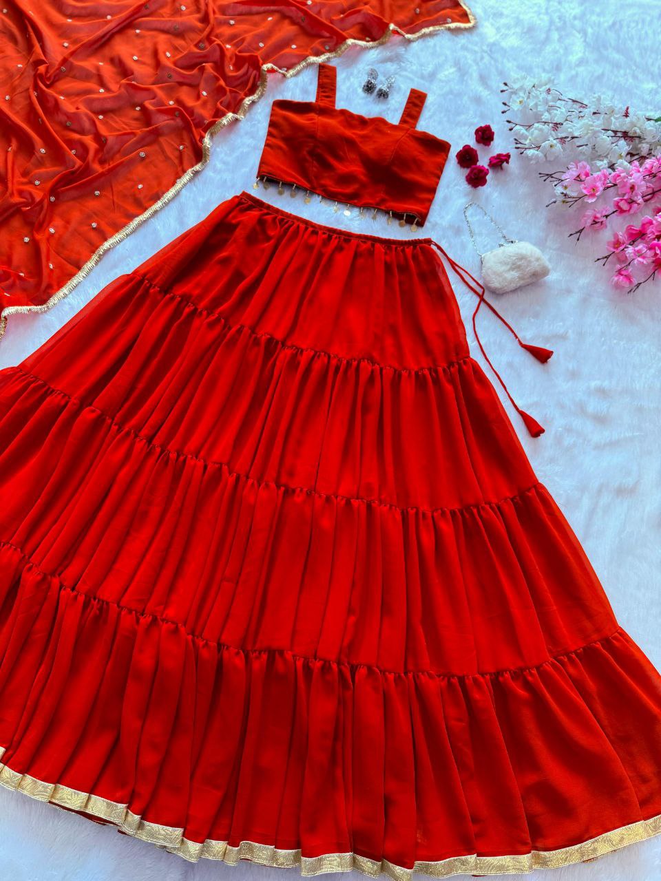 Navratri Special Pure Georgette Lehenga Set with Dupatta – Candy Crush Inspired