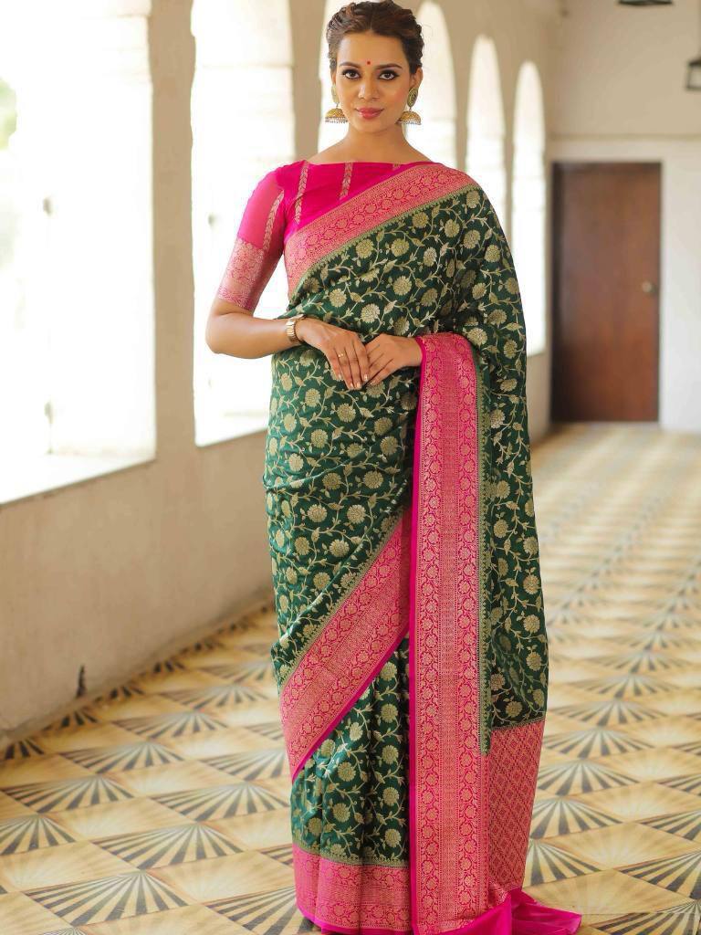 Organic Banarasi Lichi Silk Saree with Blouse Piece – Wedding & Festive Wear