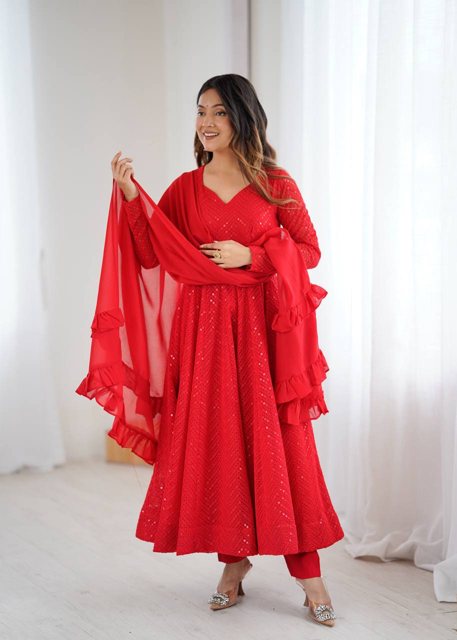 ✨ Elegant Lucknowi Anarkali Set ✨