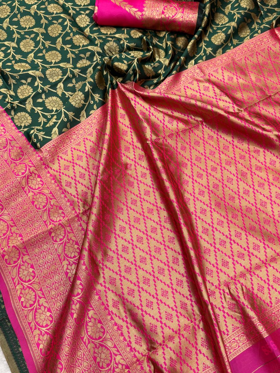 Organic Banarasi Lichi Silk Saree with Blouse Piece – Wedding & Festive Wear