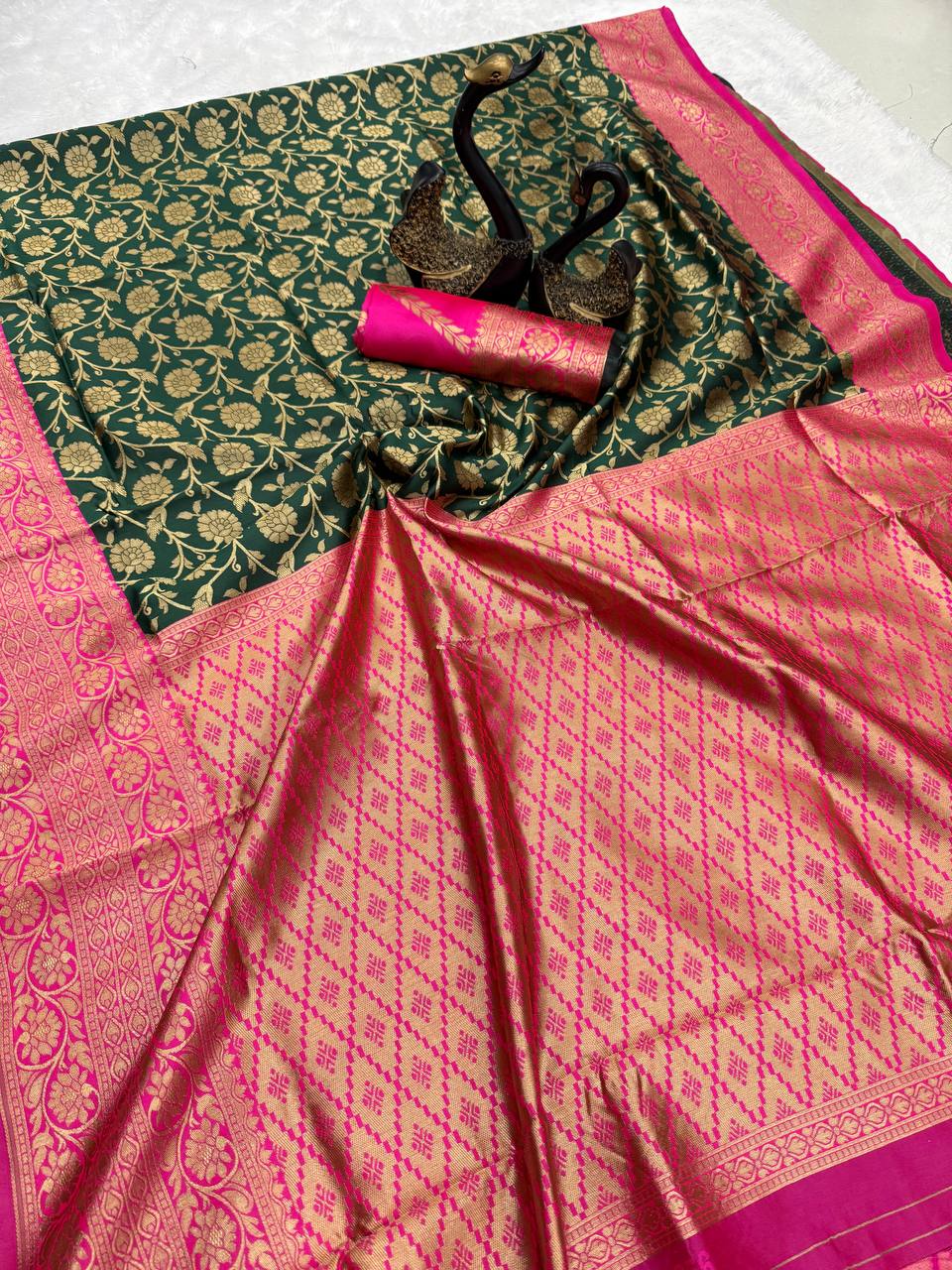 Organic Banarasi Lichi Silk Saree with Blouse Piece – Wedding & Festive Wear