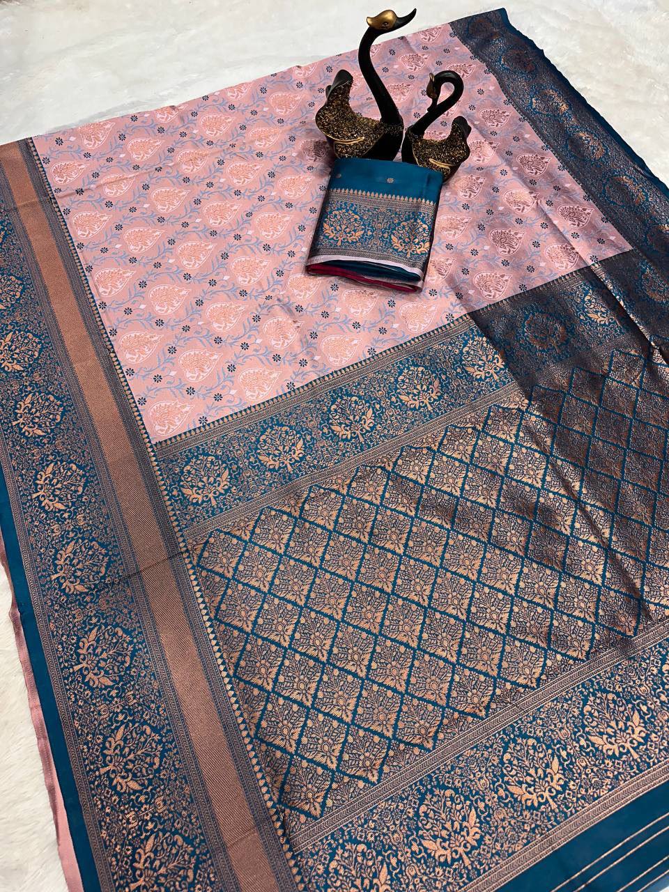 Organic Banarasi Lichi Silk Saree – Light, Elegant & Wedding Perfect