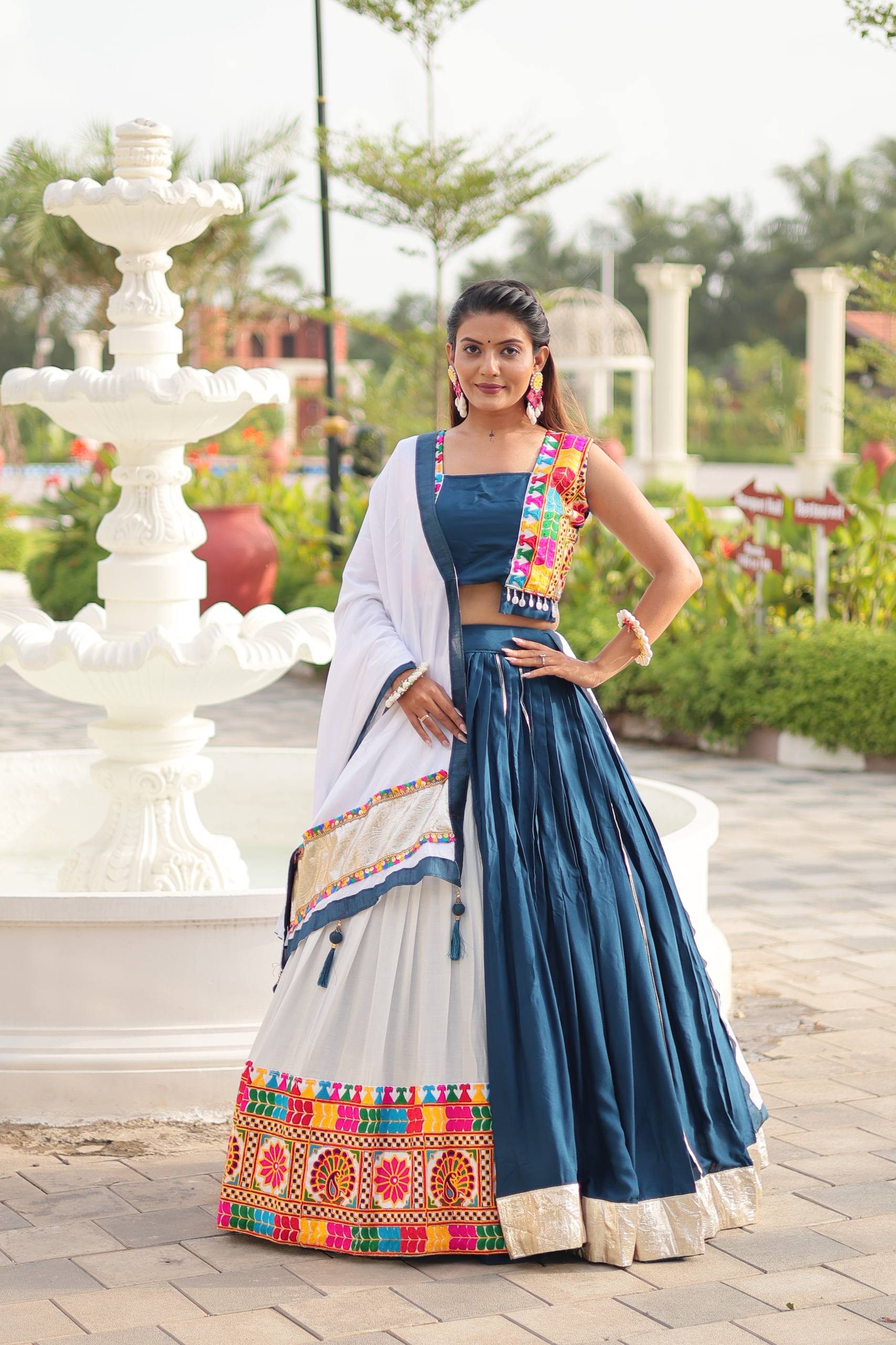 Pure Cotton Navratri Lehenga Choli Set with Heavy Gamathi Work & 6-Meter Flair