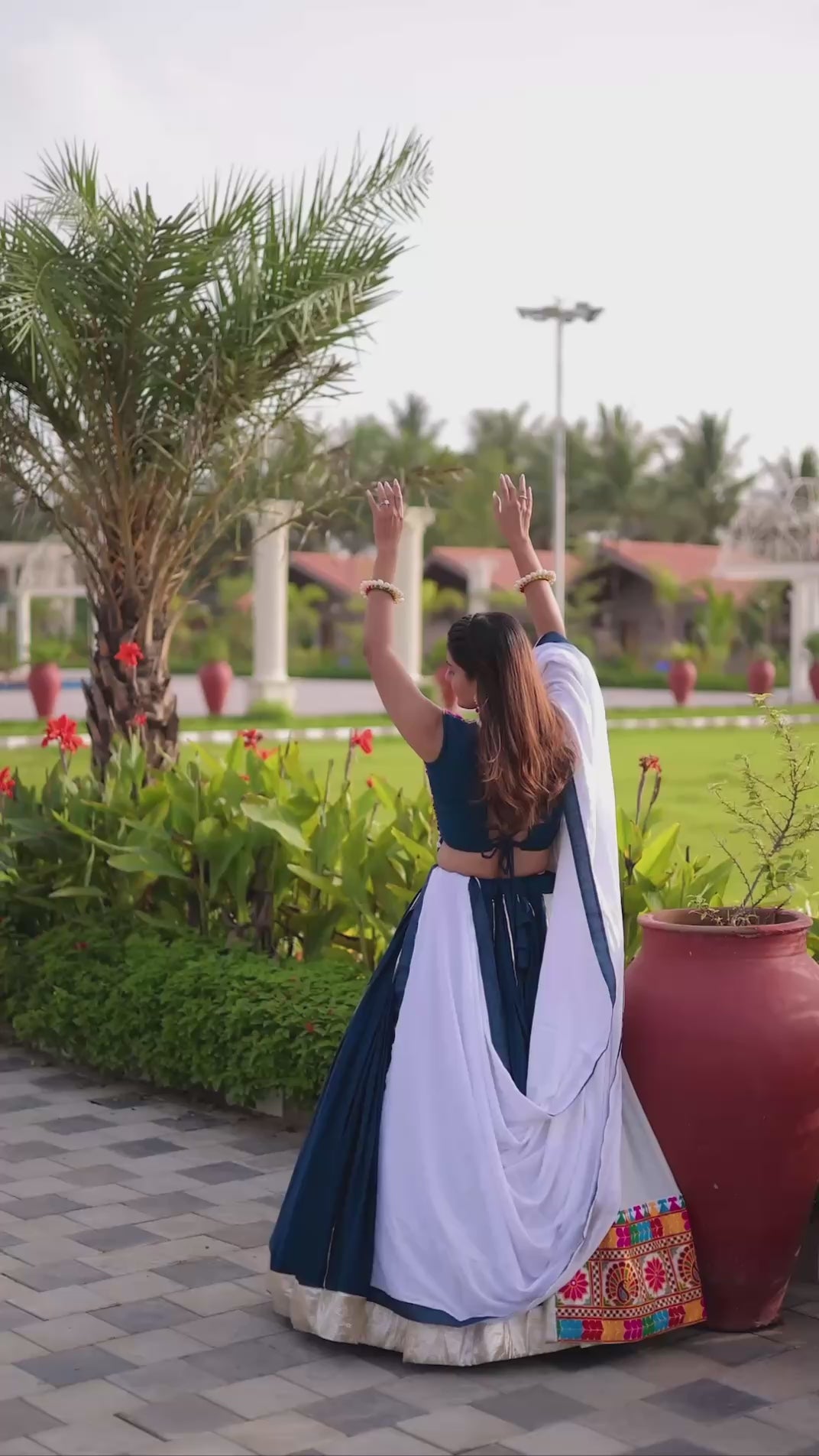 Pure Cotton Navratri Lehenga Choli Set with Heavy Gamathi Work & 6-Meter Flair