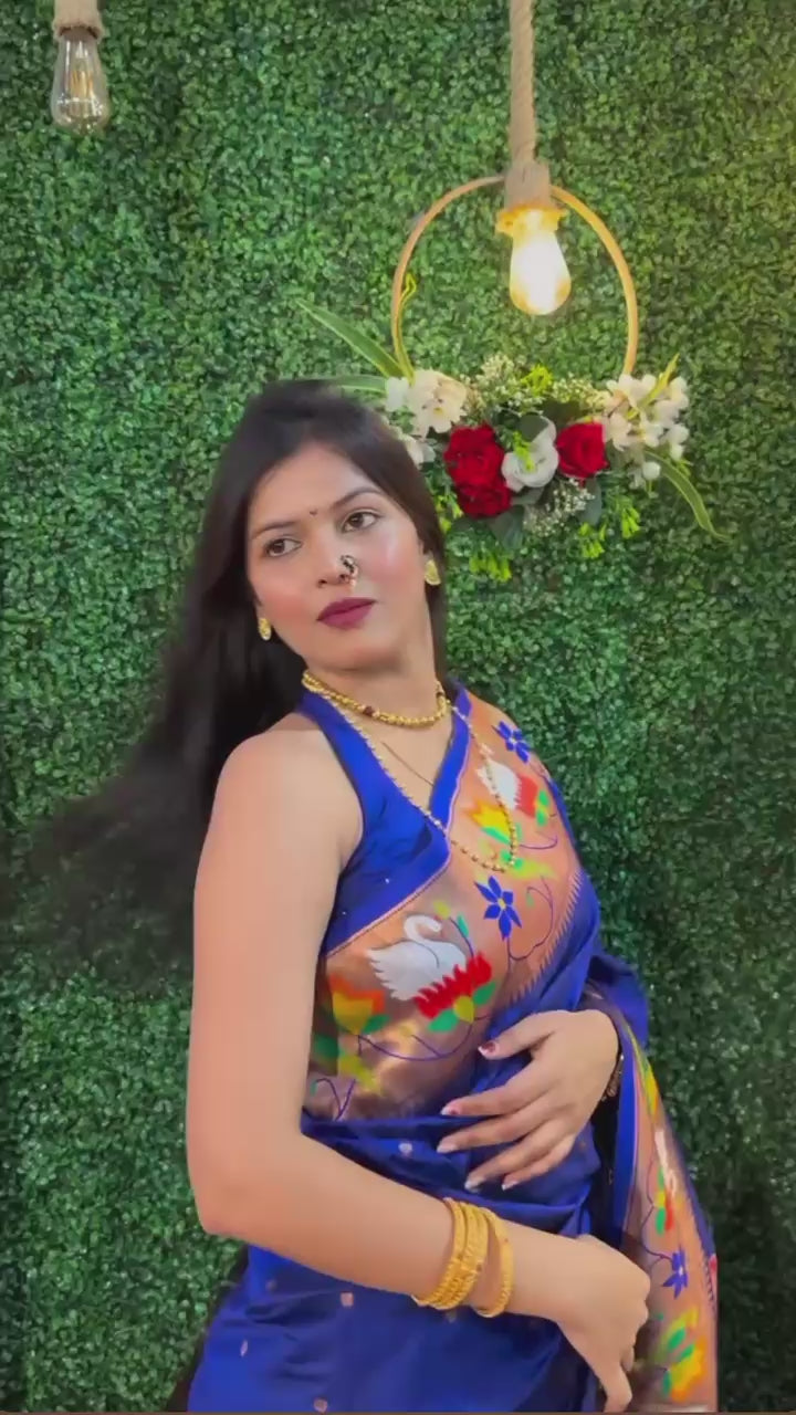 Soft Paithani Silk Saree with Meenakari Lotus Pallu