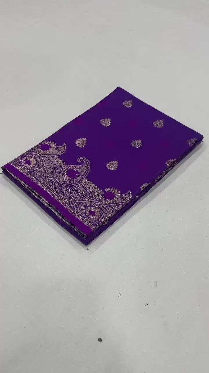 Soft Banarasi silk saree with delicate zari weaving