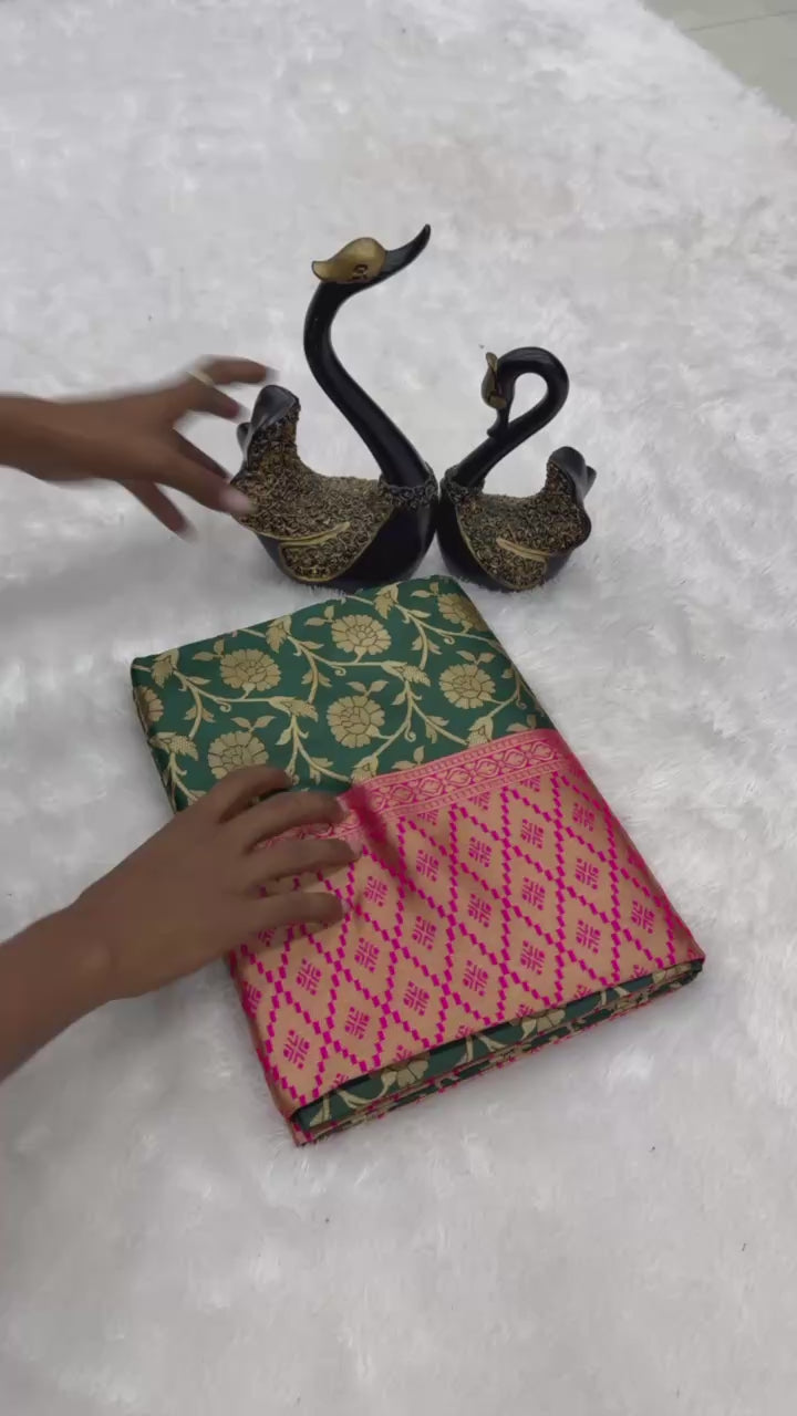 Organic Banarasi Lichi Silk Saree with Blouse Piece – Wedding & Festive Wear