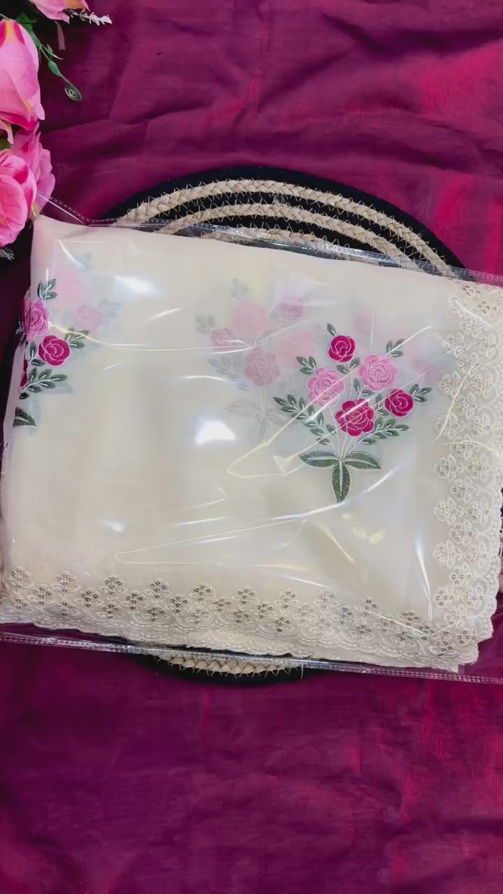 ✨ New Fancy Designer Saree – Elegant Thread & Sequence Work ✨